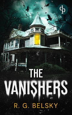 The Vanishers cover with haunted house, bony trees, creepy birds and bold title