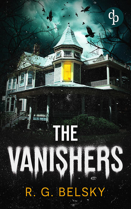 The Vanishers cover with haunted house, bony trees, creepy birds and bold title
