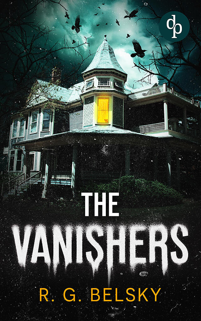 The Vanishers cover with haunted house, bony trees, creepy birds and bold title