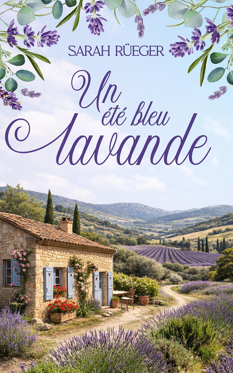 Un été bleu lavande couverture avec petite maison en Provence et champs de lavande