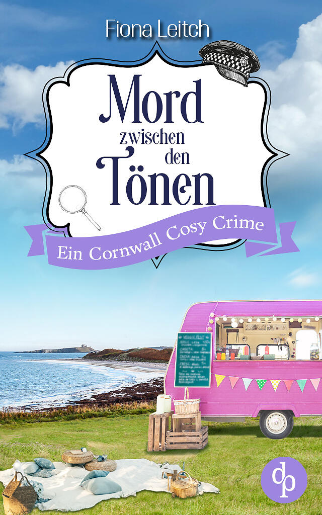 Mord zwischen den Tönen Cover mit Foodtruck und Picknickdecke an der Küste Cornwalls