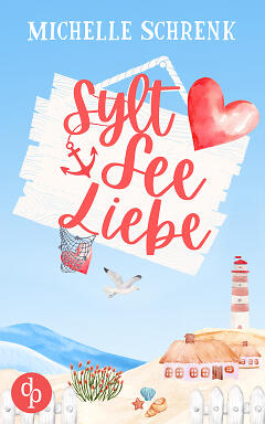 SyltSeeLiebe Cover mit Strand, Leuchtturm und einem großen Herz über dem Titel