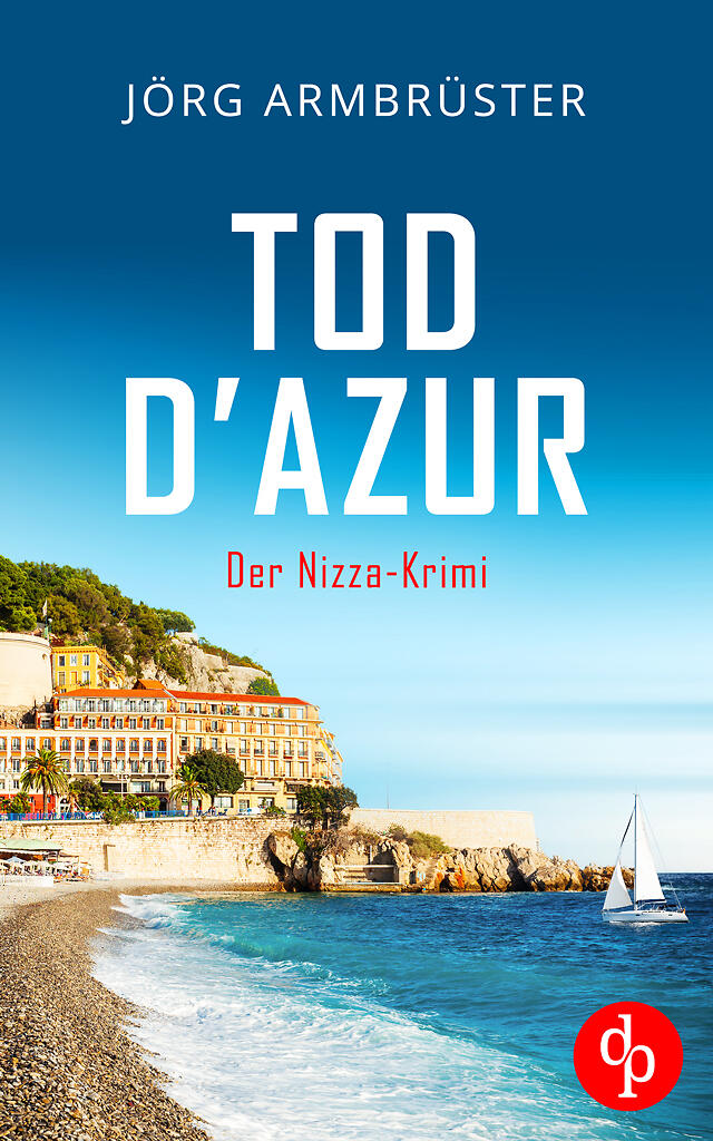 Tod d'Azur Cover Nizza Strand mit Meerblick und kleinem Segelboot