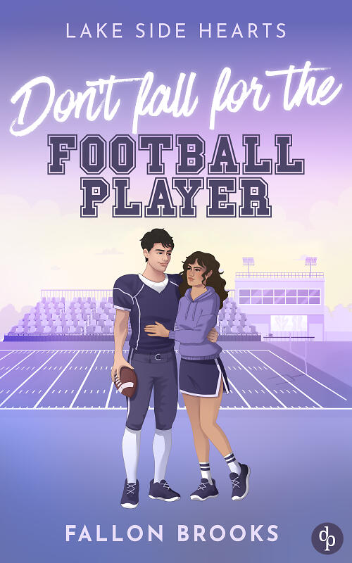 Don't fall for the Football Player Cover zeigt das Cover mit einem Pärchen vor einem Football Feld. Er trägt Sportuniform und sie eine Schuluniform.