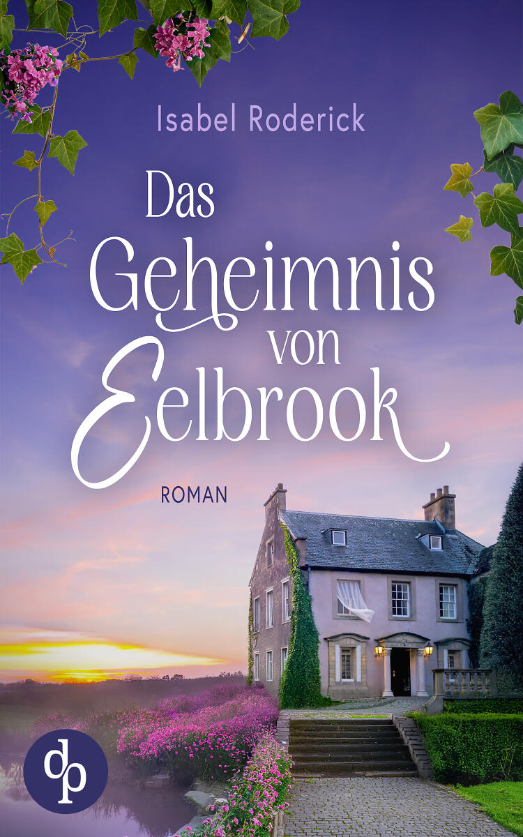 Das Geheimnis von Eelbrook Cover: Zeigt das Cover in lila Farbtönen mit einem mystischen Haus mit kleinem See und einer weiten mystischen Wiese im Hintergrund