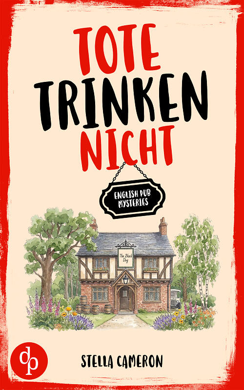 Tote trinken nicht Cover mit illustriertem englischen Pub und knallig-rotem Titel