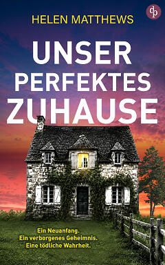 Unser perfektes Zuhause Cover mit französischem Landhaus vor dramatischem pinken Himmel