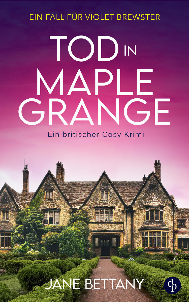Tod in Maple Grange Cover mit britischem Herrenhaus vor knallig-pinkem Himmel