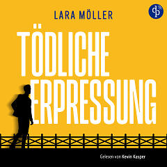 Tödliche Erpressung Cover mit Silhouette vor knallig-gelbem Hintergrund