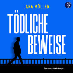 Tödliche Beweise Cover mit Silhouette vor blauem einfarbigem Hintergrund