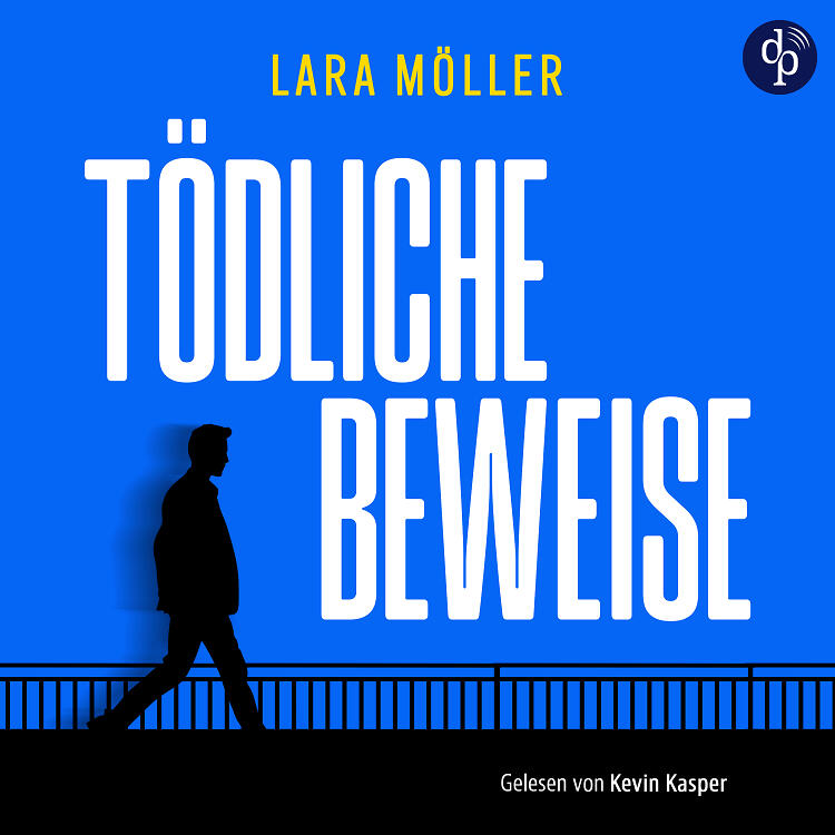 Tödliche Beweise Cover mit Silhouette vor blauem einfarbigem Hintergrund