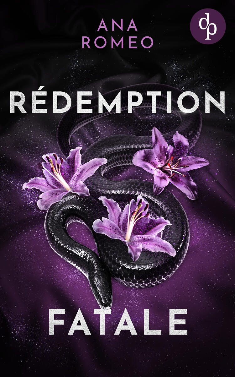 Rédemption fatale couverture avec serpent noir devant un fond lila Dark Romance