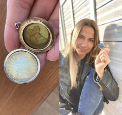 Michelle Schrenk, Medaillon mit getrockneter Blume Michelle Schrenk, Medaillon mit getrockneter Blume